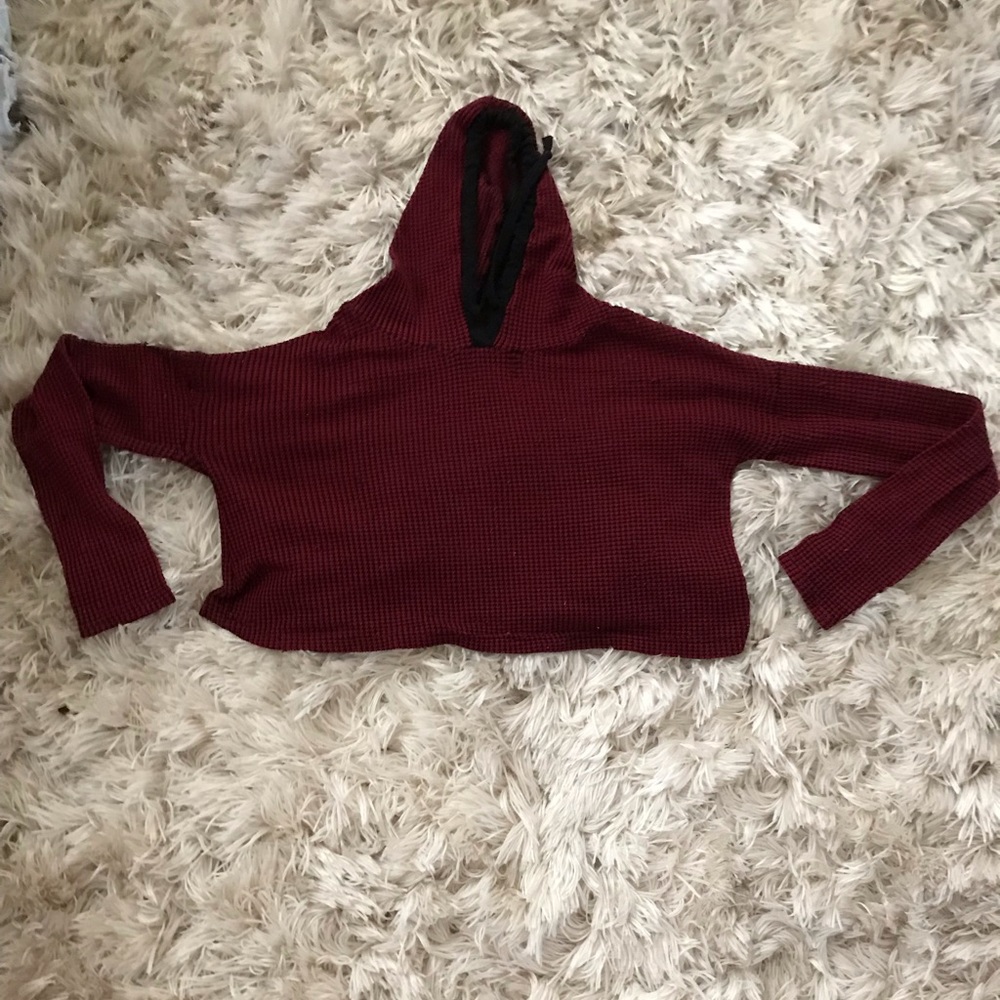 Burgundy Crop Hoodie